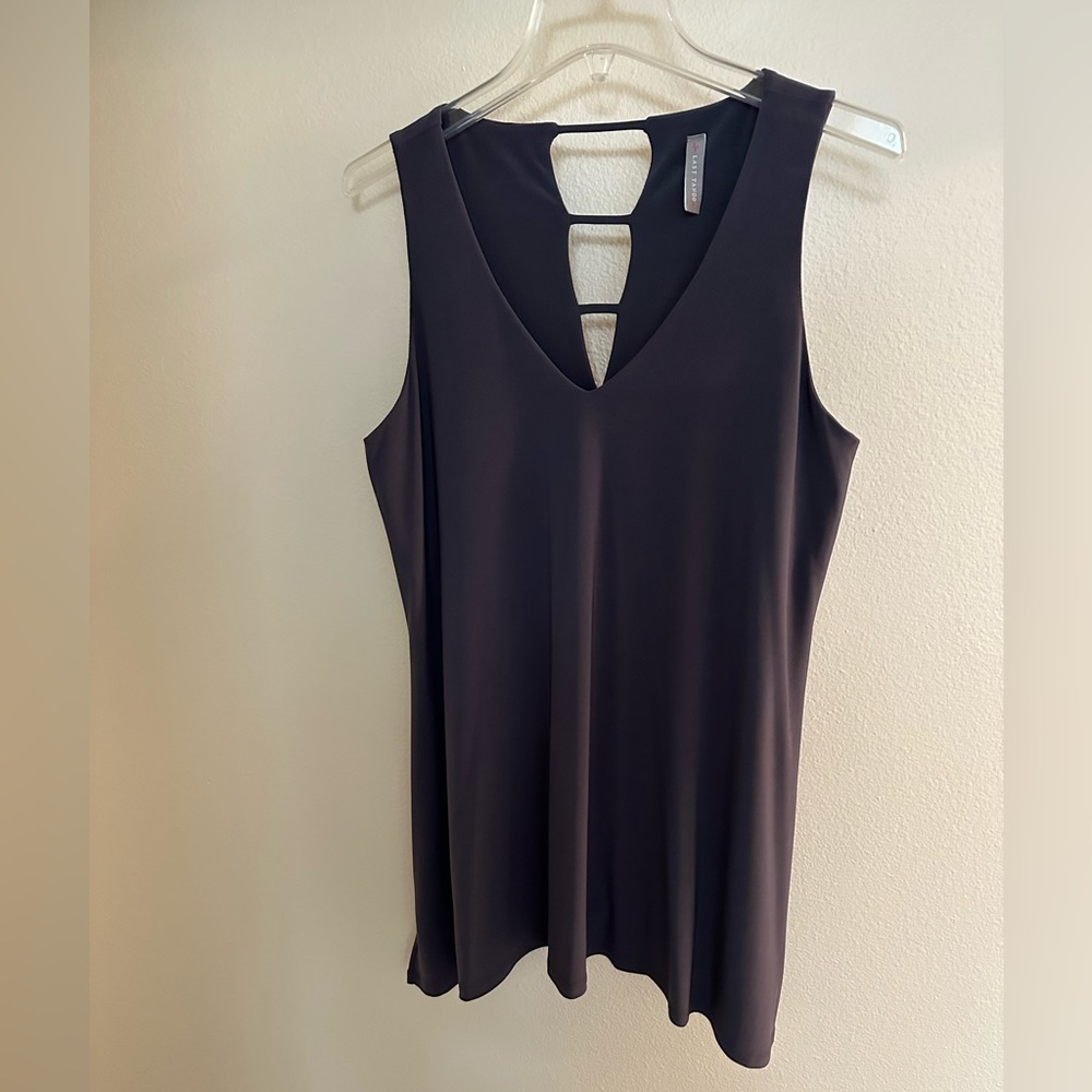 Last Tango size M pewter gray tunic, side slits longer sides, worn once,